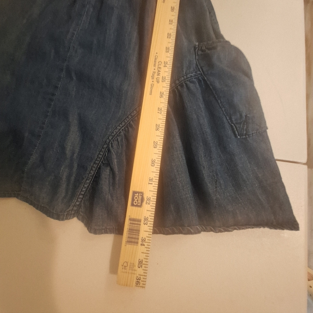 INC International Concepts Soft Chambray Denim Mini Dress Smocked Waist Size 4 - Picture 12 of 16